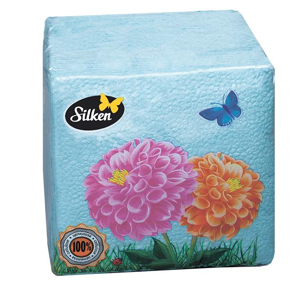 Silken Серветки одношарові 24*24 Блакитні 100 шт/уп